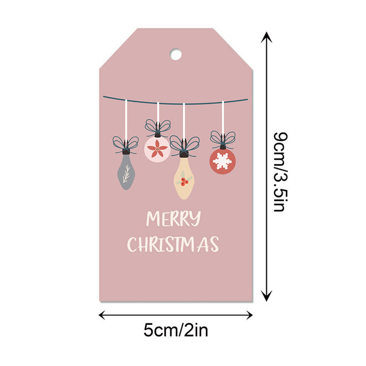 60pcs Set Merry Christmas Greeting Words Gift Tag With Rope