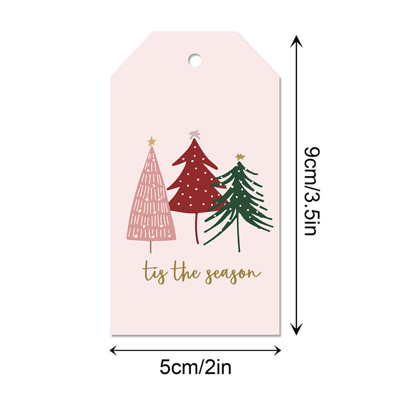 60pcs Set Merry Christmas Greeting Words Gift Tag With Rope