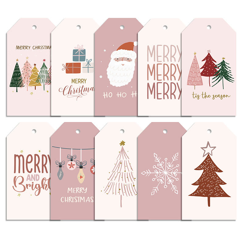60pcs Set Merry Christmas Greeting Words Gift Tag With Rope