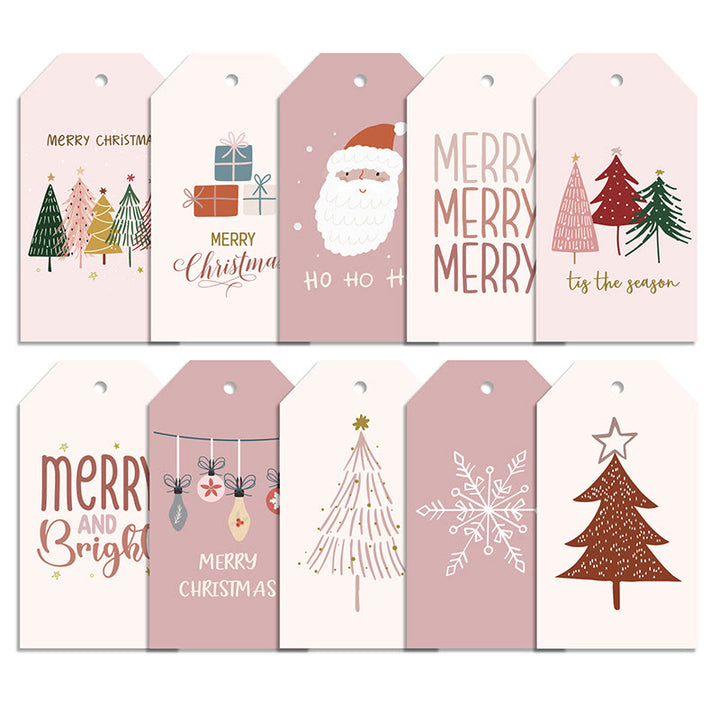 60pcs Set Merry Christmas Greeting Words Gift Tag With Rope