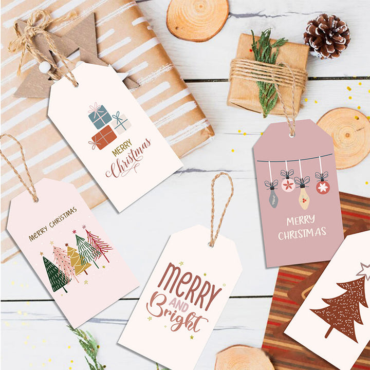 60pcs Set Merry Christmas Greeting Words Gift Tag With Rope