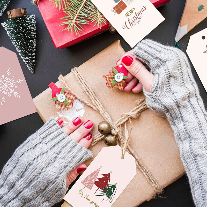 60pcs Set Merry Christmas Greeting Words Gift Tag With Rope