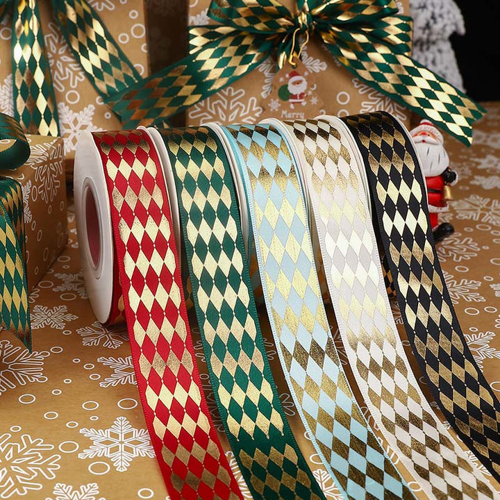 Rhombus Wrapping Ribbon For Holiday Gift Box Packing Decor