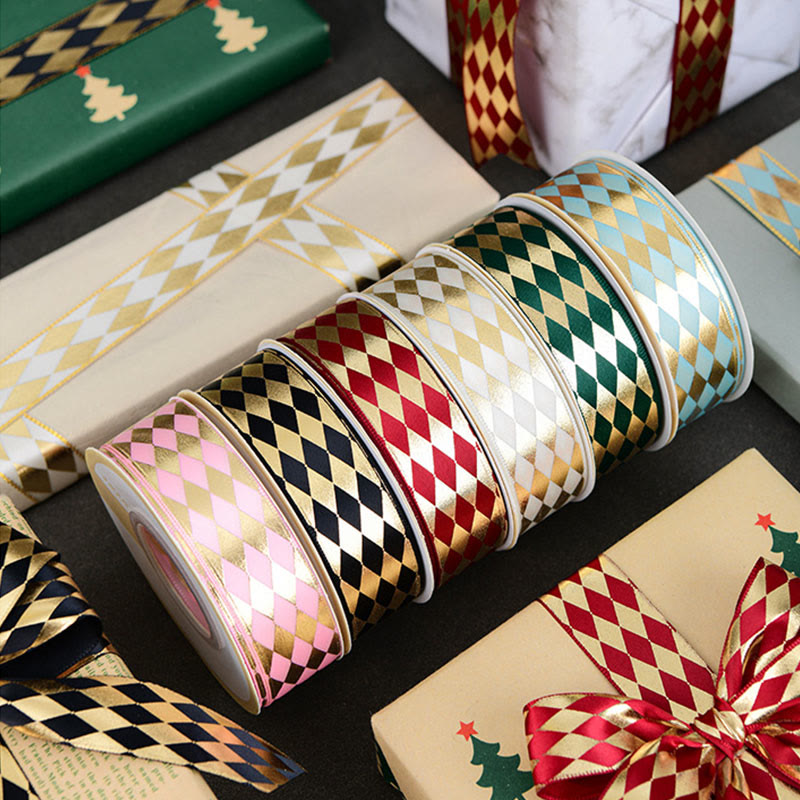 Rhombus Wrapping Ribbon For Holiday Gift Box Packing Decor