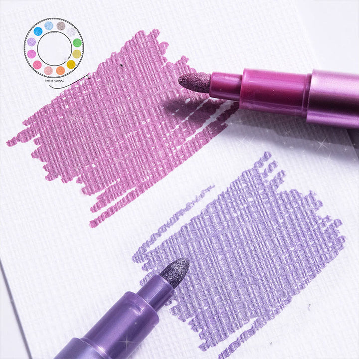 12 Colors Set Metal Painting Pen For Drawing Hard Nib Marker