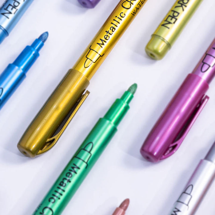 12 Colors Set Metal Painting Pen For Drawing Hard Nib Marker