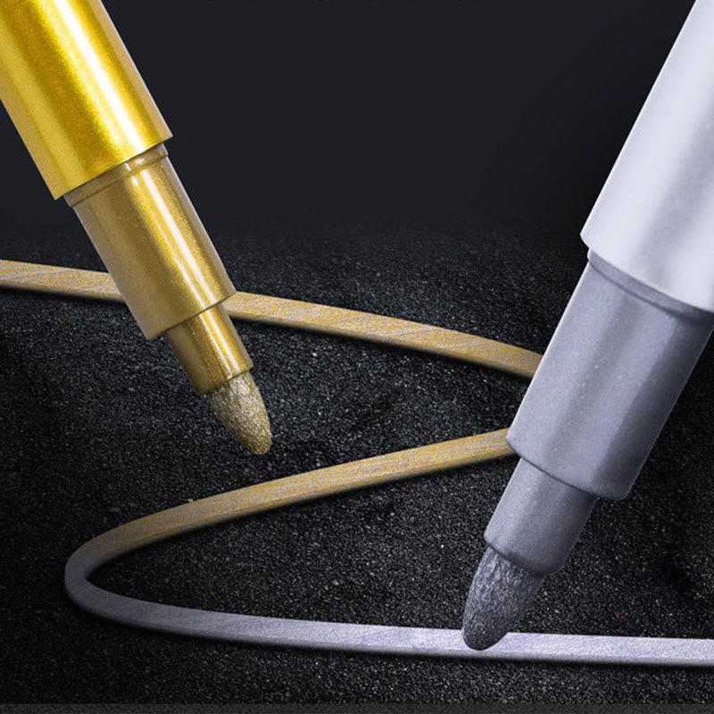 12 Colors Set Metal Painting Pen For Drawing Hard Nib Marker