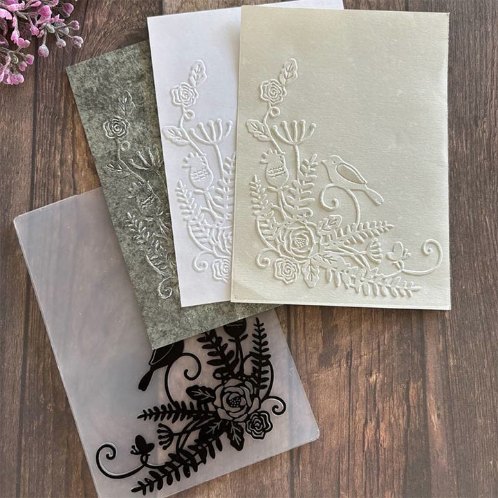 3D Embossed Folder Plant Texture Design For Journal Card Making