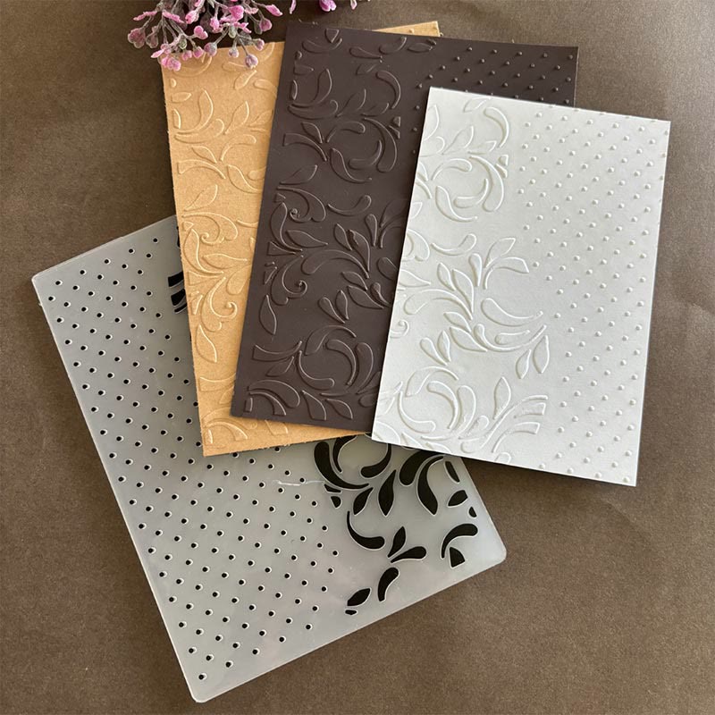 3D Embossed Folder Plant Texture Design For Journal Card Making