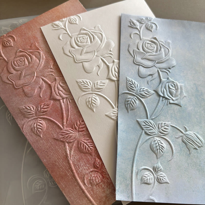 3D Embossed Folder Vlooming Flower Texture Design For Journal Card Making