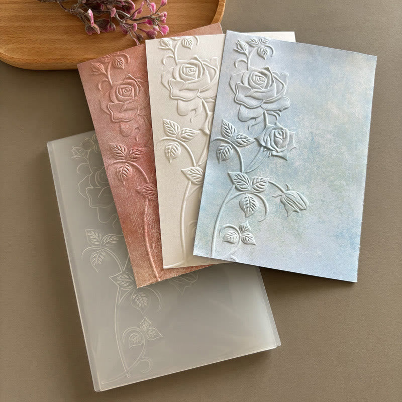 3D Embossed Folder Vlooming Flower Texture Design For Journal Card Making