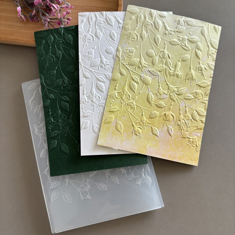 3D Embossed Folder Vlooming Flower Texture Design For Journal Card Making