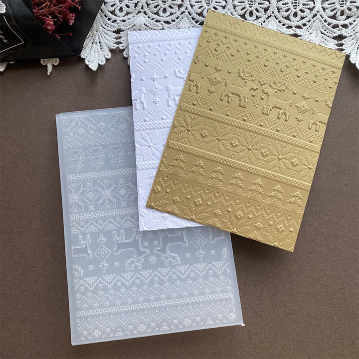 3D Embossed Folder Christmas Floral Texture Design For Journal Card Making