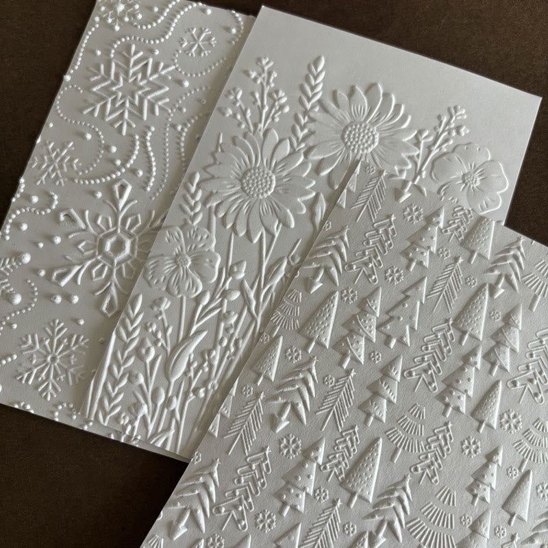 3D Embossed Folder Christmas Floral Texture Design For Journal Card Making