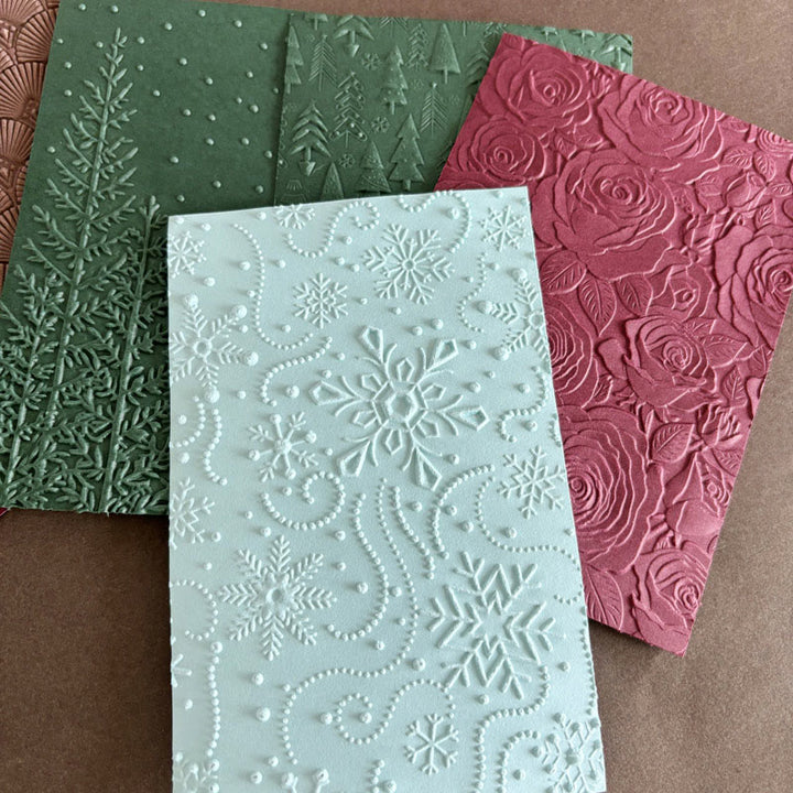 3D Embossed Folder Christmas Floral Texture Design For Journal Card Making