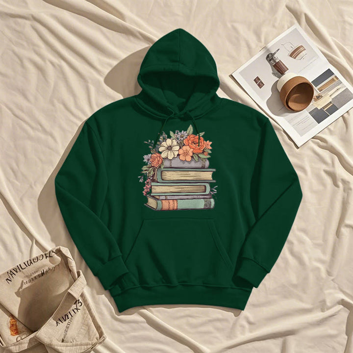 Reading In Bloom Fleece Hoodie Long Sleeves Hooded Sweatshirts