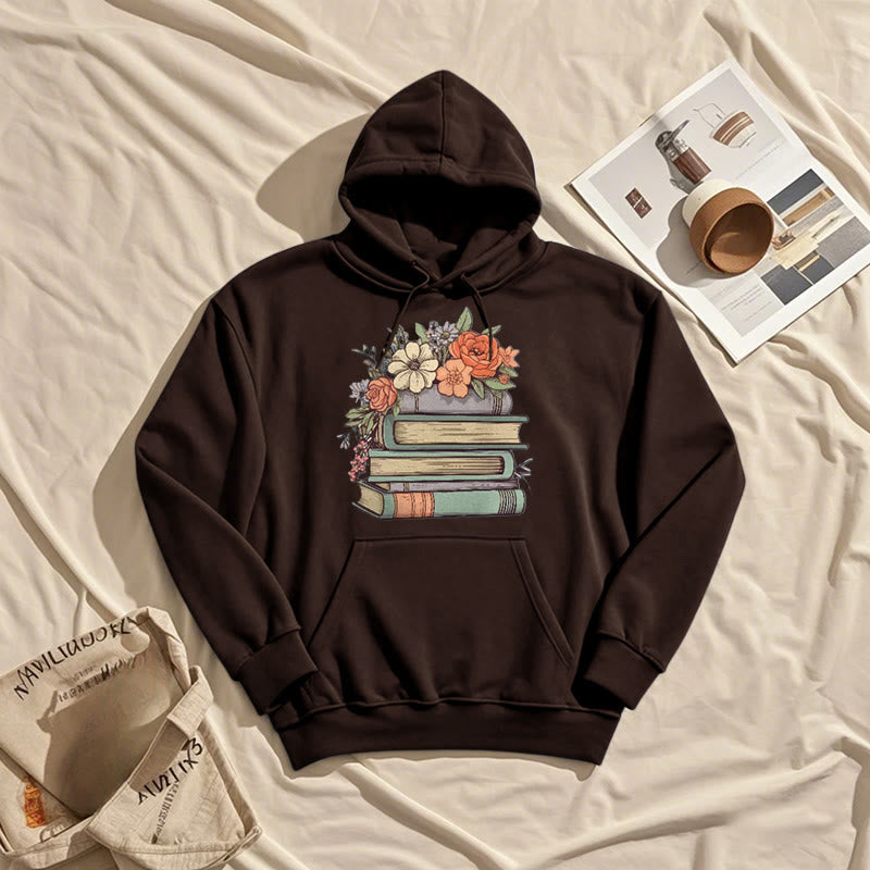 Reading In Bloom Fleece Hoodie Long Sleeves Hooded Sweatshirts