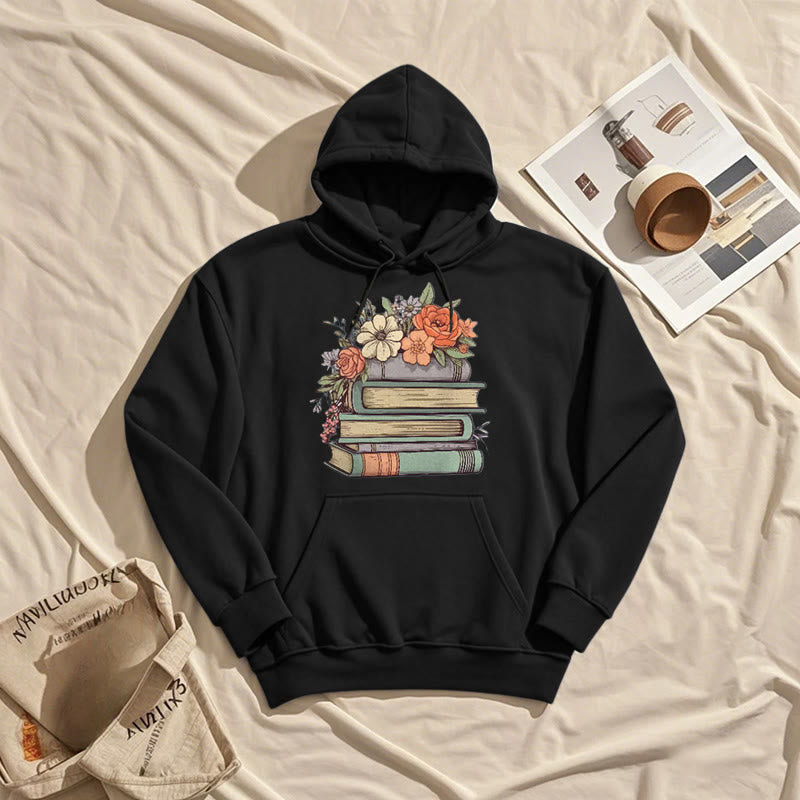 Reading In Bloom Fleece Hoodie Long Sleeves Hooded Sweatshirts