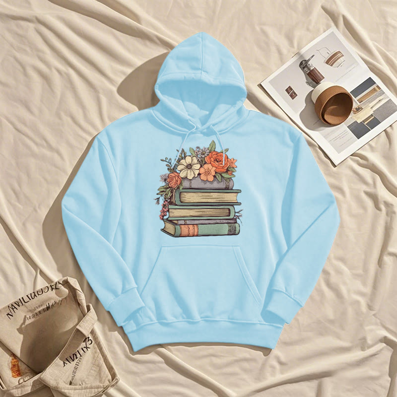 Reading In Bloom Fleece Hoodie Long Sleeves Hooded Sweatshirts