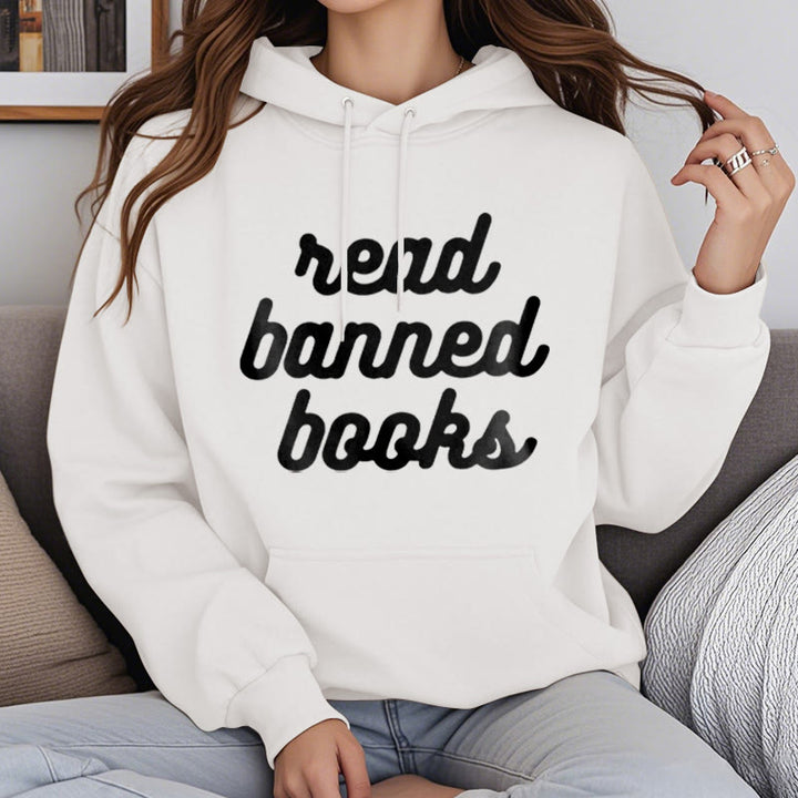 Read Banned Books Fleece Hoodie Long Sleeves Hooded Sweatshirts