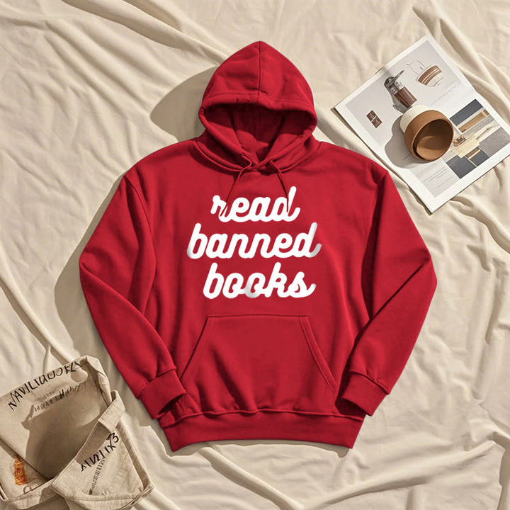 Read Banned Books Fleece Hoodie Long Sleeves Hooded Sweatshirts