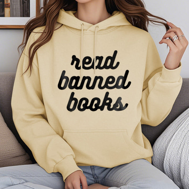 Read Banned Books Fleece Hoodie Long Sleeves Hooded Sweatshirts