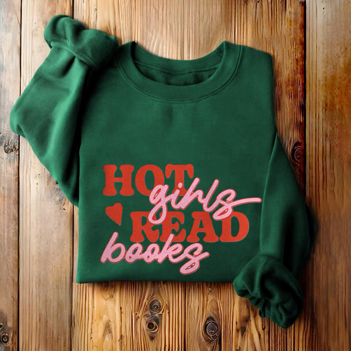 HOT GIRLS READ BOOKS Womens Crewneck Sweatshirt Pullover