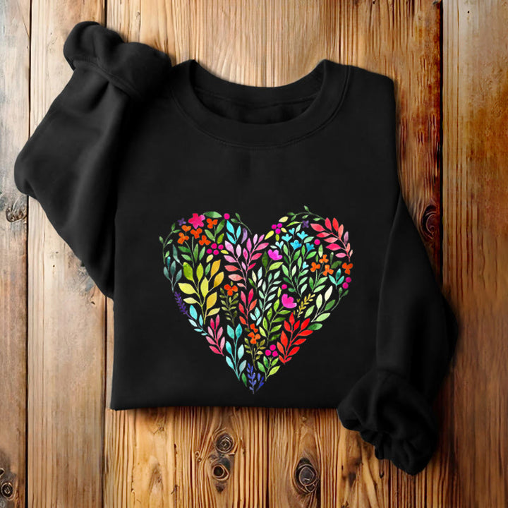 FLOWER HEART Womens Crewneck Sweatshirt Pullover