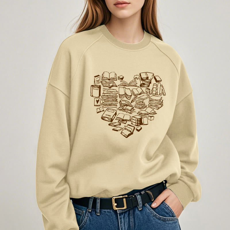 BOOK HEART Womens Crewneck Sweatshirt Pullover