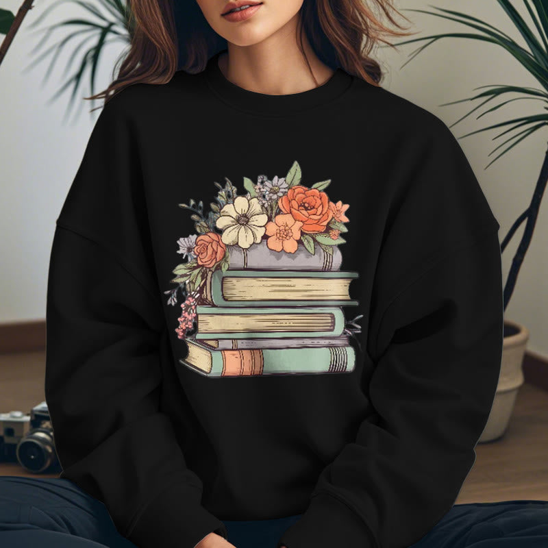 READING IN BLOOM Womens Crewneck Sweatshirt Pullover