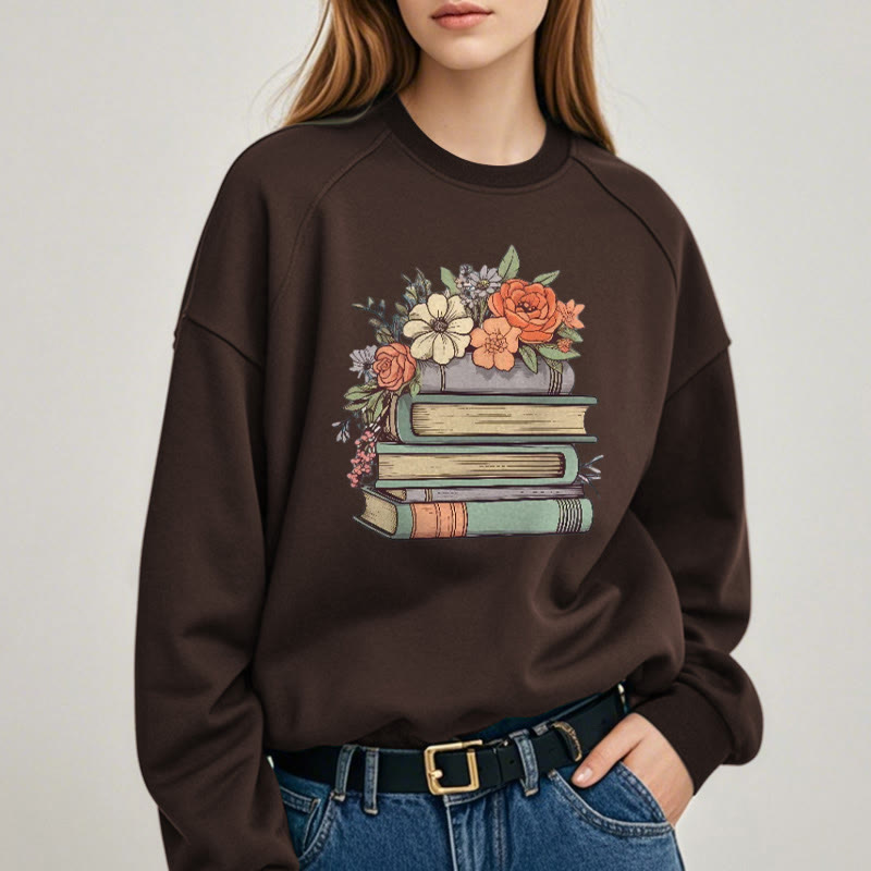 READING IN BLOOM Womens Crewneck Sweatshirt Pullover