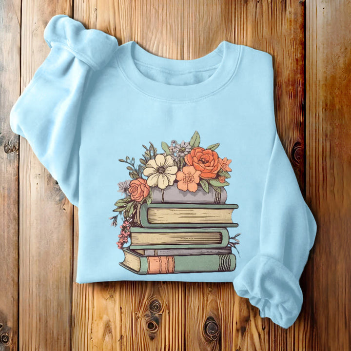 READING IN BLOOM Womens Crewneck Sweatshirt Pullover