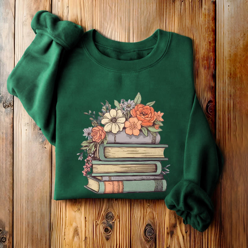 READING IN BLOOM Womens Crewneck Sweatshirt Pullover