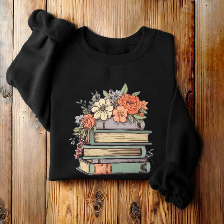 READING IN BLOOM Womens Crewneck Sweatshirt Pullover