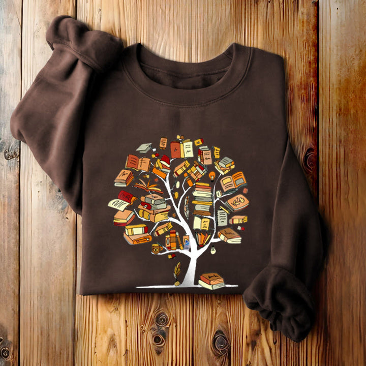 TREE OF BOOKS Womens Crewneck Sweatshirt Pullover