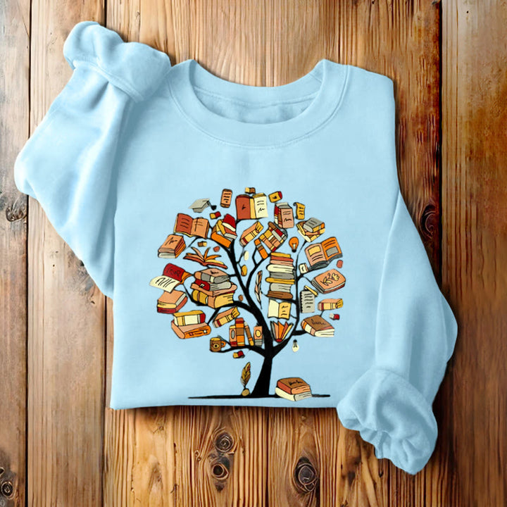 TREE OF BOOKS Womens Crewneck Sweatshirt Pullover