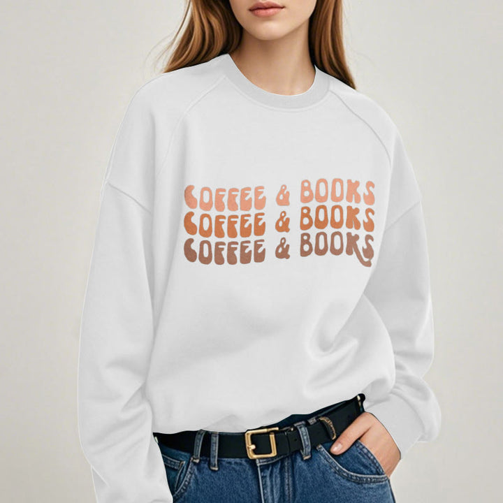 COFFEE & BOOKS Womens Crewneck Sweatshirt Pullover