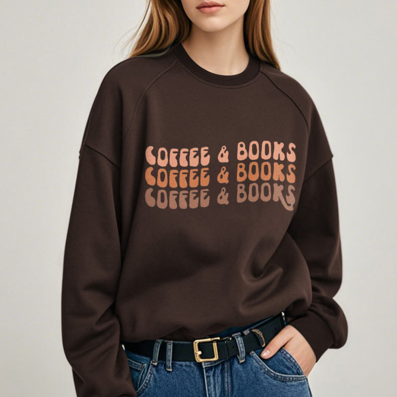 COFFEE & BOOKS Womens Crewneck Sweatshirt Pullover