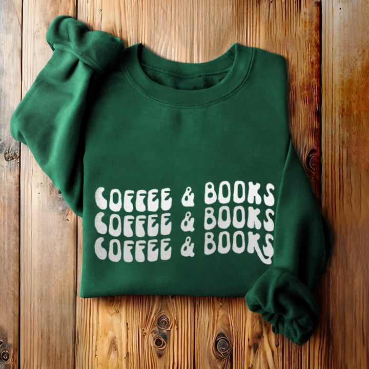 COFFEE & BOOKS Womens Crewneck Sweatshirt Pullover