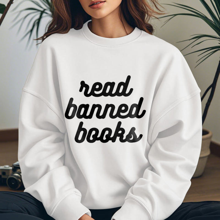 READ BANNED BOOKS Womens Crewneck Sweatshirt Pullover