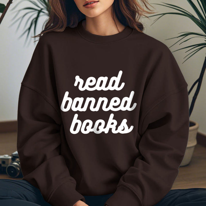 READ BANNED BOOKS Womens Crewneck Sweatshirt Pullover