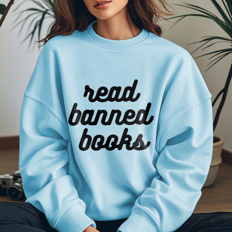 READ BANNED BOOKS Womens Crewneck Sweatshirt Pullover