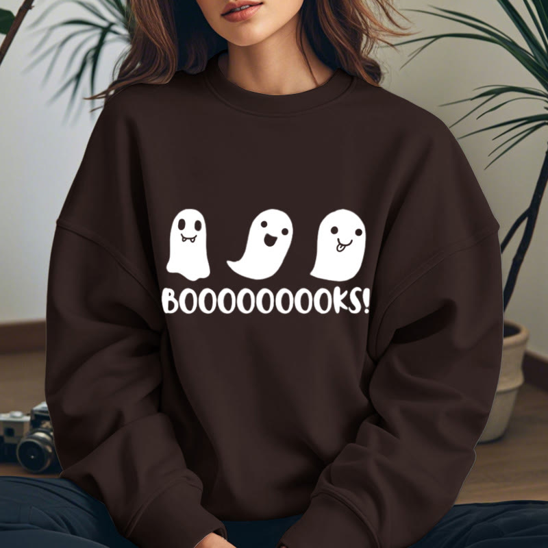 BOOOOOOOOKS! Ghosts Womens Crewneck Sweatshirt Pullover