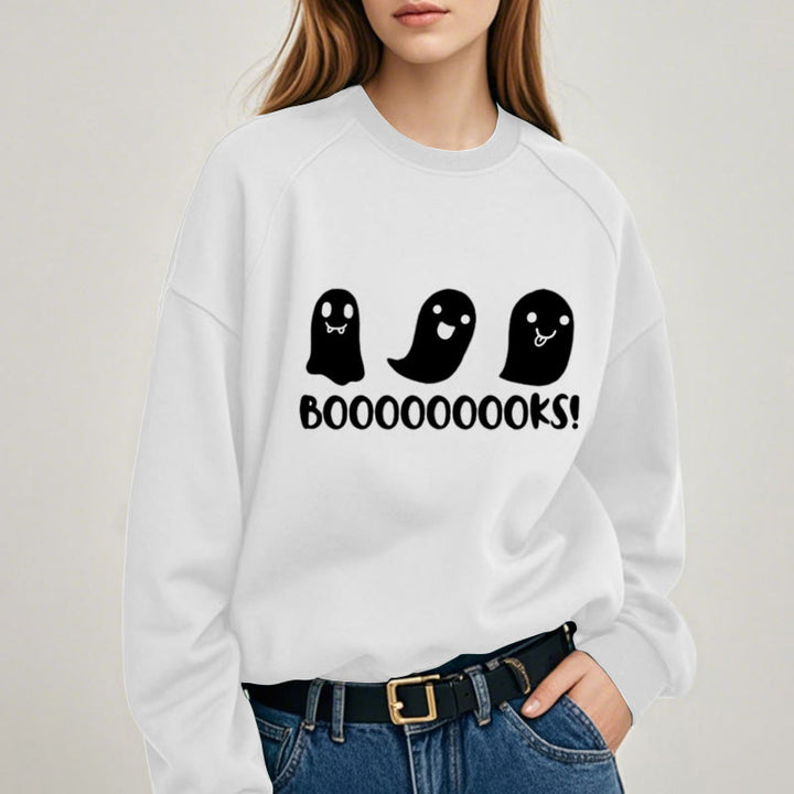 BOOOOOOOOKS! Ghosts Womens Crewneck Sweatshirt Pullover