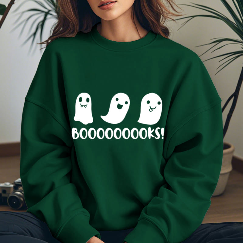 BOOOOOOOOKS! Ghosts Womens Crewneck Sweatshirt Pullover