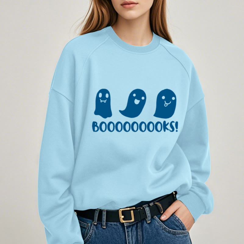 BOOOOOOOOKS! Ghosts Womens Crewneck Sweatshirt Pullover