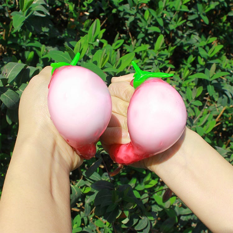 Discoloration In Light Strawberry Squishie Toy For Stress Relief Party Favors