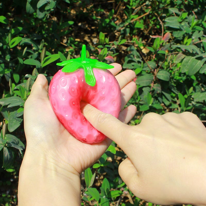 Discoloration In Light Strawberry Squishie Toy For Stress Relief Party Favors