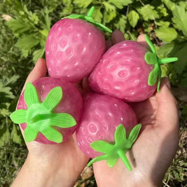 Discoloration In Light Strawberry Squishie Toy For Stress Relief Party Favors