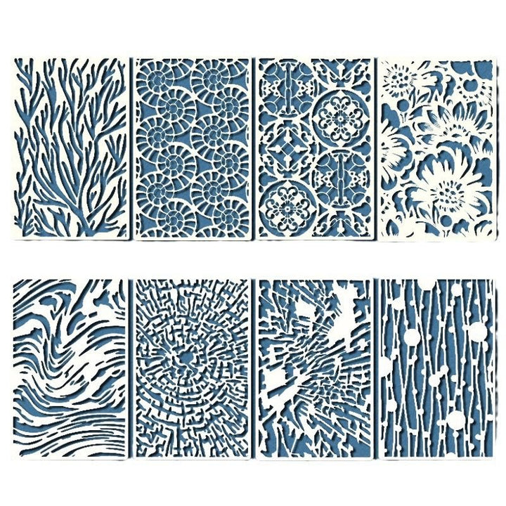 8pcs Coral Texture Painting Template Hollow Out Stencil For Kids